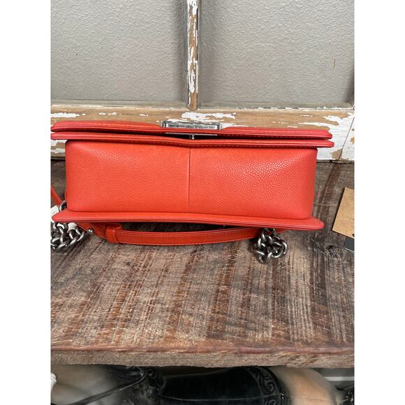 CHANEL Wild Stitch Old Medium Boy Bag Orange Red Caviar Leather โ Excellent - Picture 5 of 7